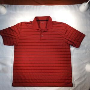 PGA TOUR Performance Polo Shirt Men XXL Red Black Stripe Golf Moisture Wicking